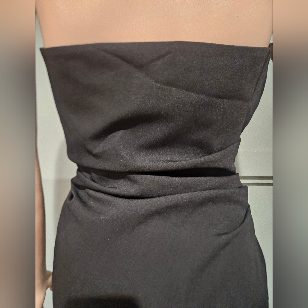Zara Draped Strapless Asymmetric Top| Sculpted Waist|Minimalist Black Tube Top.S - Picture 14 of 15
